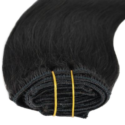 1b Clip in Human Hair Extensions Remy Natural Black Straight 22" 100gm (22", 1B-Natural Black)