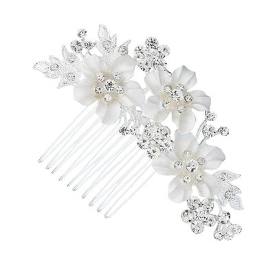 Beaupretty Flower Rhinestone Hair Comb for Weddings Elegant Bridal Hair Side Comb Chic Floral Design for Brides Bridesmaids and Special Occasions