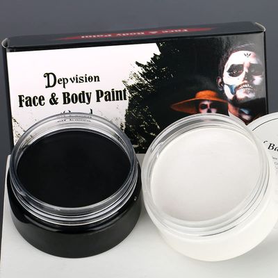 Professional Cream Face Paint Body Paint Oil Based Face painting Makeup for Kids and Adults Single Color Halloween SFX Christmas Party 30g (Black50g+White50g)