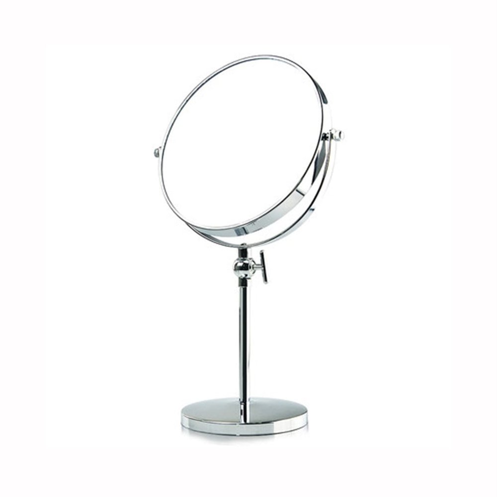 166 Classic Double Sided 3X and 1X Magnifying Makeup Mirror and 360 Swivel Tabletop Standing Vanity Mirror, Adjustable Height Desktop Cosmetic Mirror with Round Base