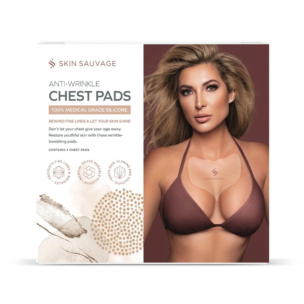 Chest Wrinkle Pads - Anti-Aging Skin Firming Lift to Moisturize Fine Lines & Sagging Prevention - Safe Silicone Skin Care pads. Each package contains two chest pads.