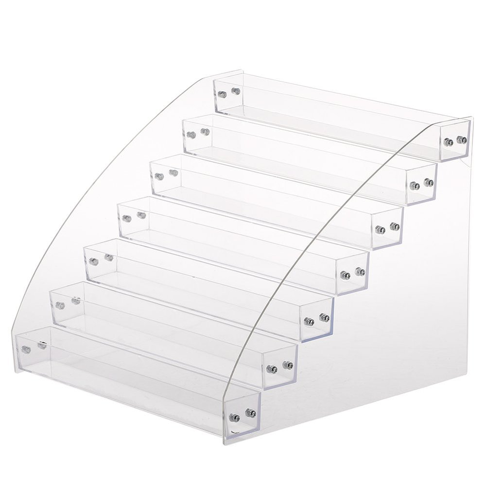 Nail Polish Organizer, Clear Acrylic Makeup Fingernail Polish Bottles Tray Tabletop Display Stand Storage Rack Transparent Essential Oil Stand Holder for Home and Commercial Organization(Seven Layers)
