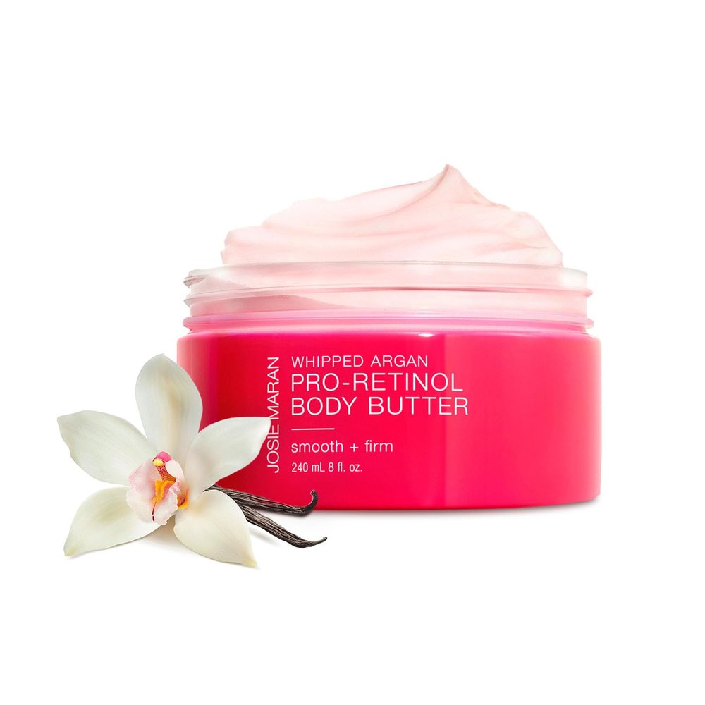Josie Maran Whipped Argan Pro-Retinol Body Butter - Ultra-Hydrating Retinol Body Cream with Air-Whipped 100% Pure Argan Oil - Smooth, Soothe & Improve the Look of Fine Lines - Vanilla Bean (8 Oz)