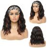 mcriley Black Mixed Brown Headband Wig Short Wavy Headband Wigs for Black Women Natural Curly Wigs with Headband Shoulder Length Wigs Natural Black 14 Inch Glueless Wigs for Daily Wear view 2