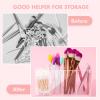 2 Pack 4 Compartment Acrylic Makeup Organizer with Lid Lash Cart Organizer for Lash Techs Bathroom Storage with 4 Tray Eyelash Mascara Brushes Supplies Brush Holder for Cosmetics or Office Supplies view 2