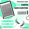 Bodermincer Black Cluster Lashes 240pcs 20D/40D DIY Eyelash Extension D Curl Long Individual Lashes Mixed Tray Faux Mink Lash Clusters Extensions 8-22mm (20D-8mm) view 3