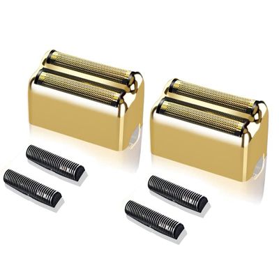 Replacement Foil and Cutter Head Compatible with Babyliss Foil Shaver, Double Foil Shaver Replacement Head, Replacement Head Compatible with BaBylissPRO Barberology FXFS2 Electric Razors(Gold)