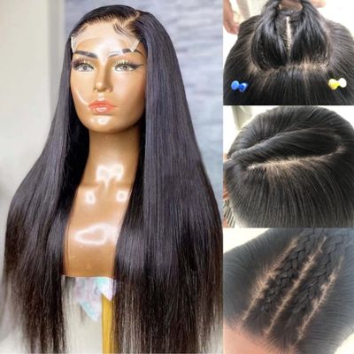 RUMA HAIR 4x4 PU Silk Top Silky Straight Side Part Human Hair Wigs With Baby Hair Around Virgin Brazilian Silk Top Lace Frontal Wigs For Black Women (16 inch, 180% Density)