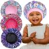 3 Pieces Kids Satin Bonnet Glitter Wide Elastic Band Sleeping Cap Soft Silk Double Layer Night Hair Hats for Teens Toddler Child Baby view 1