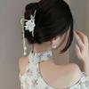 Antique Updo Hair Claw Clip Classical Orchid Beads Hair Decor Clip Cheongsam Tassel Metal Barrette view 3