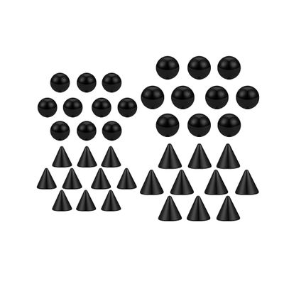 COLORFUL BLING 40Pcs 4mm/5mm Mixed Fake Eyebrow Lip Labret Ear Stud Nose Ball Ring with Sticker Replacement Balls Spike No Piercing Body Faux Jewelry-Black