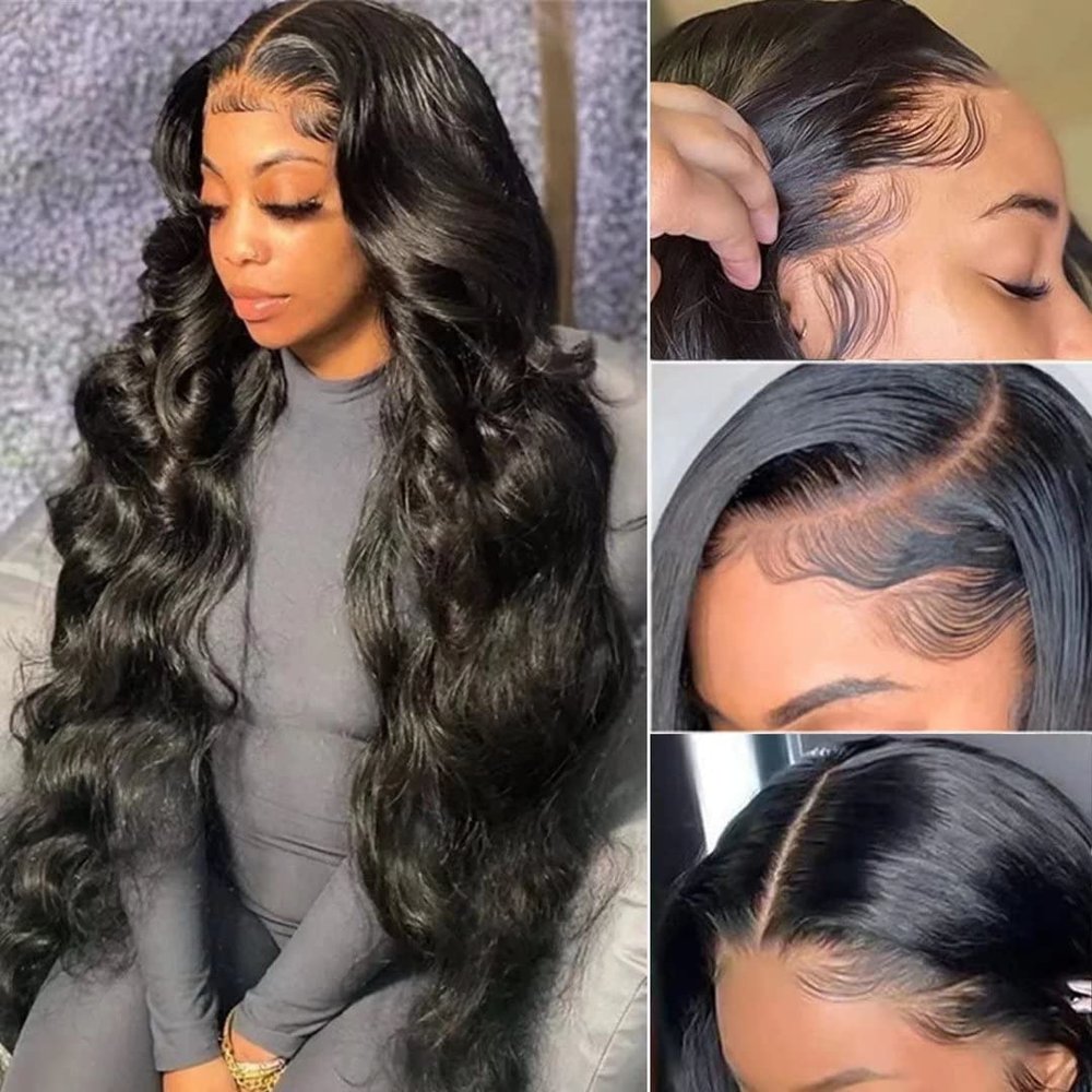 13x6 Transparent HD Lace Front Human Hair Wigs Brazilian Body Wave Lace Frontal Wigs For Black Women Pre Plucked With Baby Hair Natural Hairline Bleached Knots 150% Density 20Inch