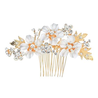 SOLUSTRE Rhinestone Flower Hair Comb for Weddings Elegant Bridal Hair Accessory Multi-function Comb for Proms Birthdays Christmas Special Occasions Sparkling Floral Design for Women Girls