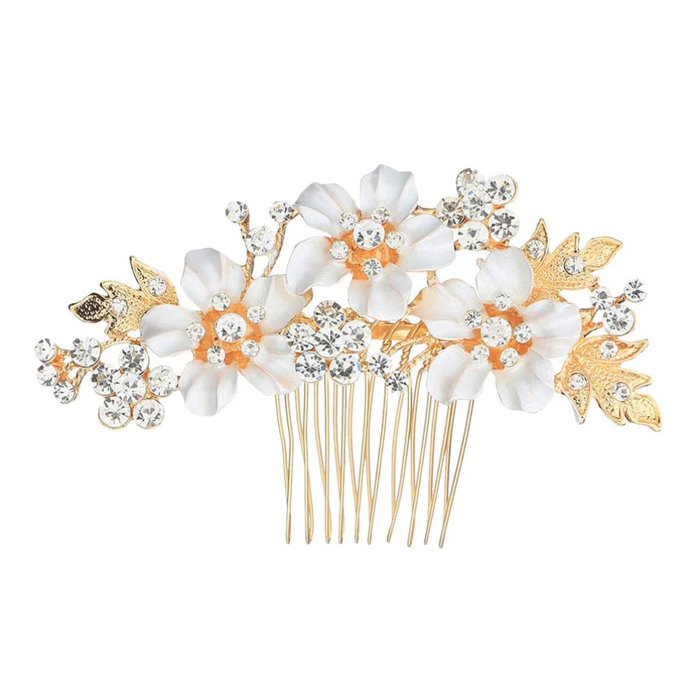 SOLUSTRE Rhinestone Flower Hair Comb for Weddings Elegant Bridal Hair Accessory Multi-function Comb for Proms Birthdays Christmas Special Occasions Sparkling Floral Design for Women Girls