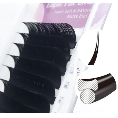 Single Eyelashes Double Hair Tip Design Ellipse Flat Lashes Super Soft&Natural Lashes C/D Curl 8-15mm Individual Lashes 0.20mm Thick False Eyelash (13mm, 0.20-C)