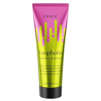 Onyx Tanphoria Tanning Bed Lotion with Bronzer & Accelerator - Gradual Dark Tan, Anti-Orange, Coffee Infused, Firming & Softening Skin, 8.5 fl oz