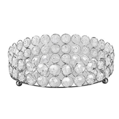 Crystal Cosmetic Makeup Tray 8in Round Display Tray Mirrored Metal Welded Structure for Food Perfume Jewelry Wine(Silver 20cm)