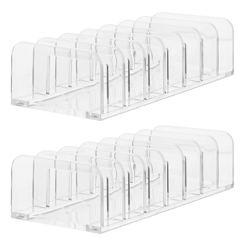 Cabilock 2pcs Multi-grid Transparent Acrylic Makeup Storage Rack Versatile Pressed Powder Display Organizer for Eye Shadow for Dressing Tables and Shelves