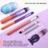 100pcs Makeup Brush Protector Cosmetic Makeup Brush Pen Guard Expandable Mesh Sleeve Covers Set Storage Small Medium Large Sizes Brushes for Travel (Purple and White) view 2