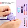 100pcs Makeup Brush Protector Cosmetic Makeup Brush Pen Guard Expandable Mesh Sleeve Covers Set Storage Small Medium Large Sizes Brushes for Travel (Purple and White) view 3