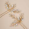 Xerling 2 Pieces Rhinestones Gold Hair Pins for Birdes Bridal Hair Clips Wedding Hair Piece Accessories for Girls (Gold) view 1