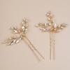 Xerling 2 Pieces Rhinestones Gold Hair Pins for Birdes Bridal Hair Clips Wedding Hair Piece Accessories for Girls (Gold) view 3