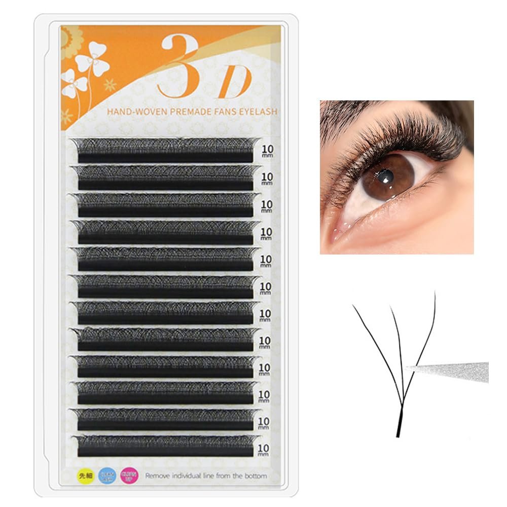 3D Clover Eyelashes extensions Supply W-shaped Lashes 3D Self Fanning Volume Eyelash C/D Curl Black Soft False Eyelashes Automatic Blooming Lashes (14mm, W Shape-C-0.07)