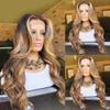 13x6 Blonde Highlight Lace Front Human Hair HD Invisible Lace Frontal Wig Brazilian Virgin Body Wave Hair for Black Women Pre Plucked Natural Hairline Glueless Wig Bleached Knots 150% Density 22 Inch view 1
