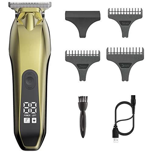 Professional Hair Clippers for Men, Hair Clipper Professional Electric Trimmer With LED Screen Washable Rechargeable Men Strong Power Steel Cutter Head (Color : Gold)