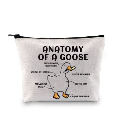 G2TUP Goose Lover Anatomy Of A Goose Makeup Bag Cosmetic Travel Pouch (White)