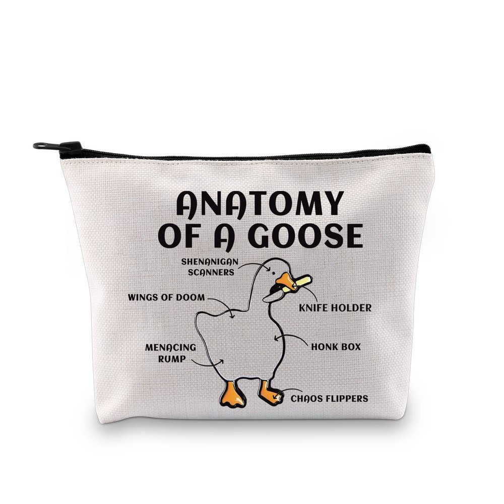 G2TUP Goose Lover Anatomy Of A Goose Makeup Bag Cosmetic Travel Pouch (White)
