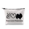 G2TUP Pomeranian Lover Gift Peace Love Pomeranian Makeup Bag Pomeranian Mom Cosmetic Bag Pomeranian Dog Owner Gift Zipper Travel Pouch (Peace Love Pomeranian White Bag) view 1