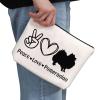G2TUP Pomeranian Lover Gift Peace Love Pomeranian Makeup Bag Pomeranian Mom Cosmetic Bag Pomeranian Dog Owner Gift Zipper Travel Pouch (Peace Love Pomeranian White Bag) view 2