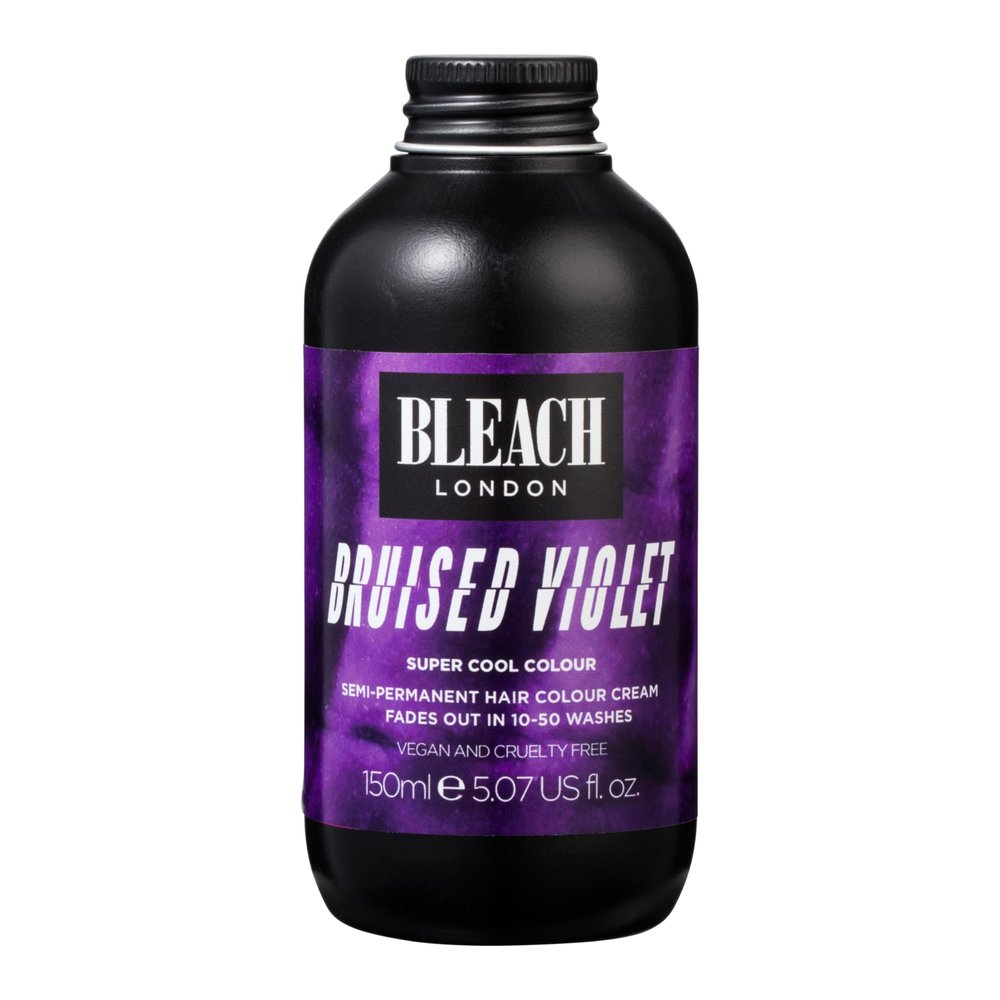 Bleach London Bruised Violet Super Cool Colour - Deep Purple Hair Dye - Vegan & PETA-Approved Semi-Permanent Direct Dye - 150 ml