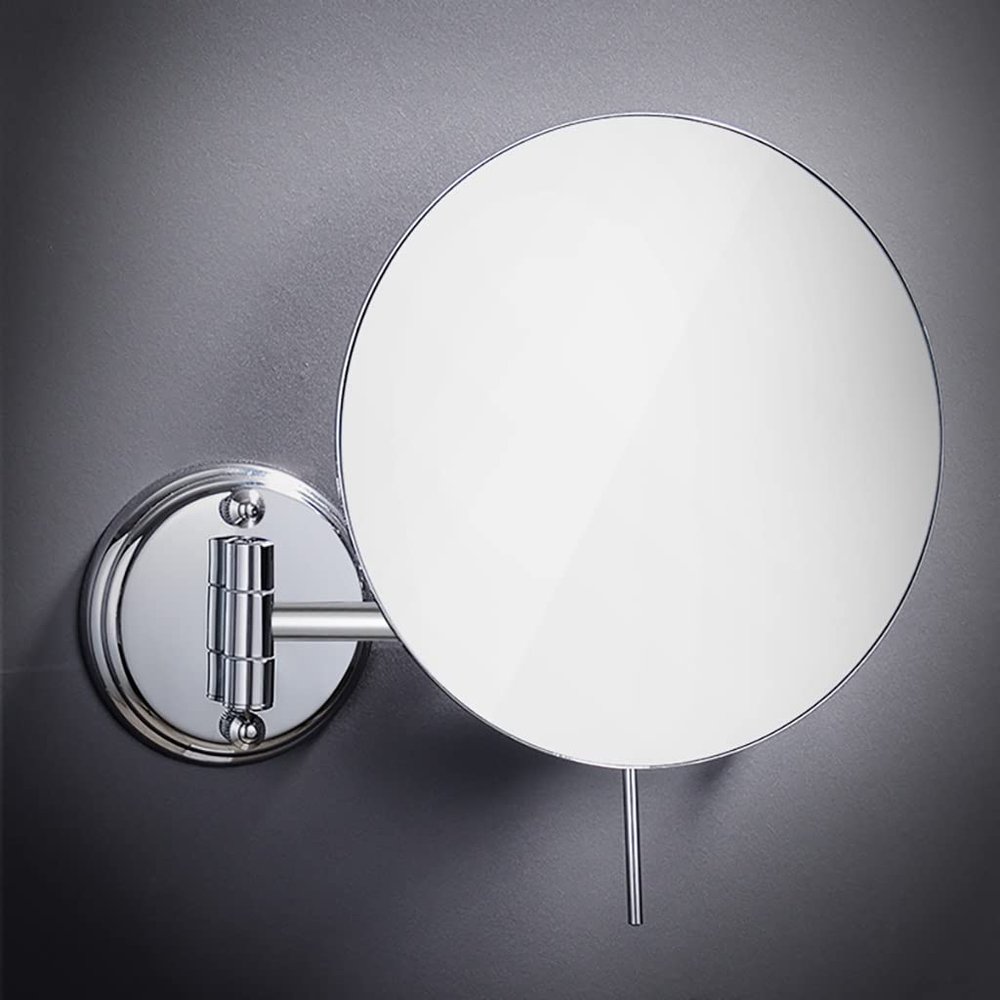 166 8 Inch Extendable Bathroom Mirror with Round Base, Hanging Wall Mounted Makeup Round Double-Sided 360 Swivel Magnification Vanity Cosmetic Mirror Chrome Finish for Bath, Spa and Hotel