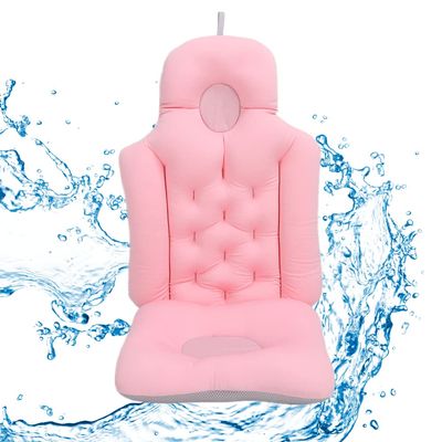 Bathtub Cushion, Bath Pillow, Bath and Seat Spa Pillow for Tub, Soft Breathable Folding Headrest Neck Back Support, Bath Pillow Cushion for Adults Spa(Pink)