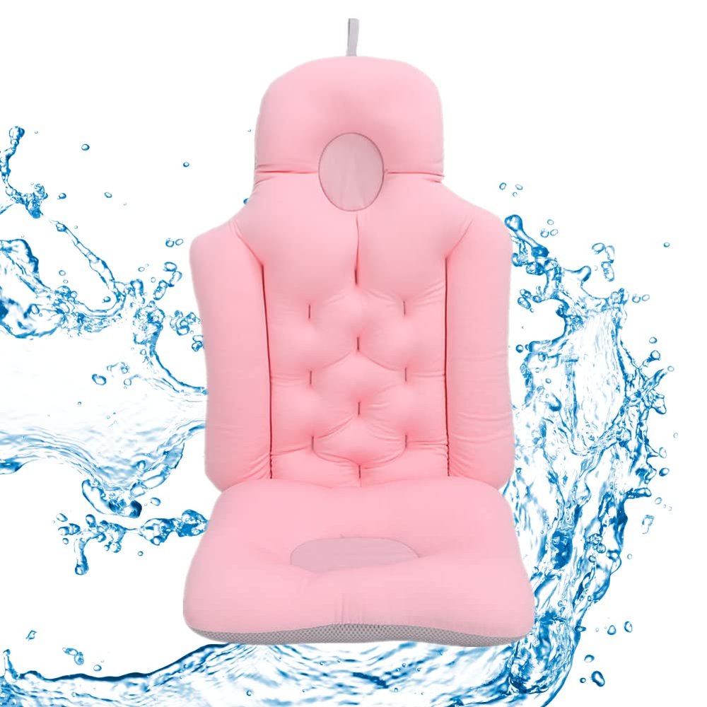 Bathtub Cushion, Bath Pillow, Bath and Seat Spa Pillow for Tub, Soft Breathable Folding Headrest Neck Back Support, Bath Pillow Cushion for Adults Spa(Pink)