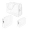 3Pcs Crystal Clear PVC Travel Toiletry Bag Kit for Women Men, Waterproof Vinyl Organizer Clear Makeup Bags with Zipper Handle Straps, Cosmetic Bag Pouch Carry on Airport Airline Compliant Bag Handbag view 1