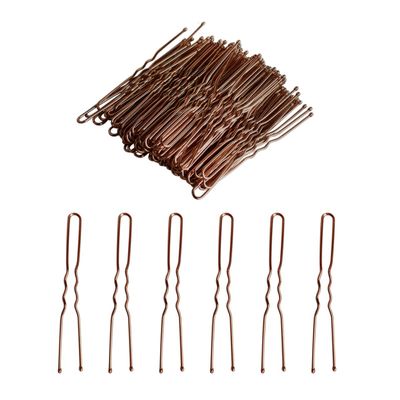 100 PCS Invisible Wave Hairgrip U Shaped Hair Pins Kit Large Heavy Duty Crinkled Hair Pins for Women and Ballet Bun with Box (2.4 in, Brown)