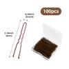 100 PCS Invisible Wave Hairgrip U Shaped Hair Pins Kit Large Heavy Duty Crinkled Hair Pins for Women and Ballet Bun with Box (2.4 in, Brown) view 2