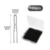 100 PCS Invisible Wave Hairgrip U Shaped Hair Pins Kit Large Heavy Duty Crinkled Hair Pins for Women and Ballet Bun with Box (2.4 in, Black) view 2