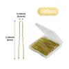 100 PCS Invisible Wave Hairgrip U Shaped Hair Pins Kit Large Heavy Duty Crinkled Hair Pins for Women and Ballet Bun with Box (2.4 in, Gold) view 2