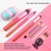 100pcs Makeup Brush Protector Cosmetic Makeup Brush Pen Guard Expandable Mesh Sleeve Covers Set Storage Small Medium Large Sizes Brushes for Travel (pink) view 2