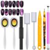 XEAOHESY 8 Pieces Nail Magnet Tool Set Double-Head Flower Design Nail Magnet Pens Animal Eye Magnetic Plate Multi-Function Magnet Board Magnet Stick 3D Magnetic for Cat Eye Gel Polish Nail Art view 1