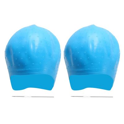 KALLORY Hair Coloring Highlighting Cap Set Silicone Hair Dyeing Hat with Hooks Easy to Clean Reusable