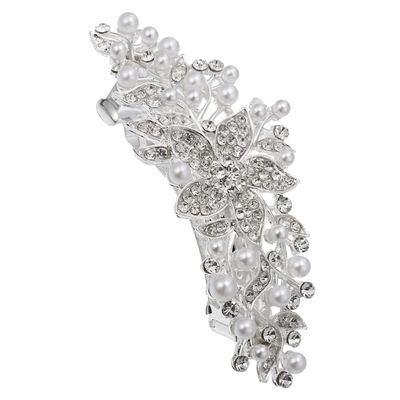 Beaupretty Elegant Rhinestone Hairpin for Women Beaded Hair Clip for Weddings Parties and Special Occasions Accessory to Hairstyle