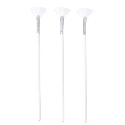 Artibetter 3pcs Facial Long Handle Fan Shape Applicator Brush Cosmetic Makeup Tools for Facial Gels and Chemical Peel