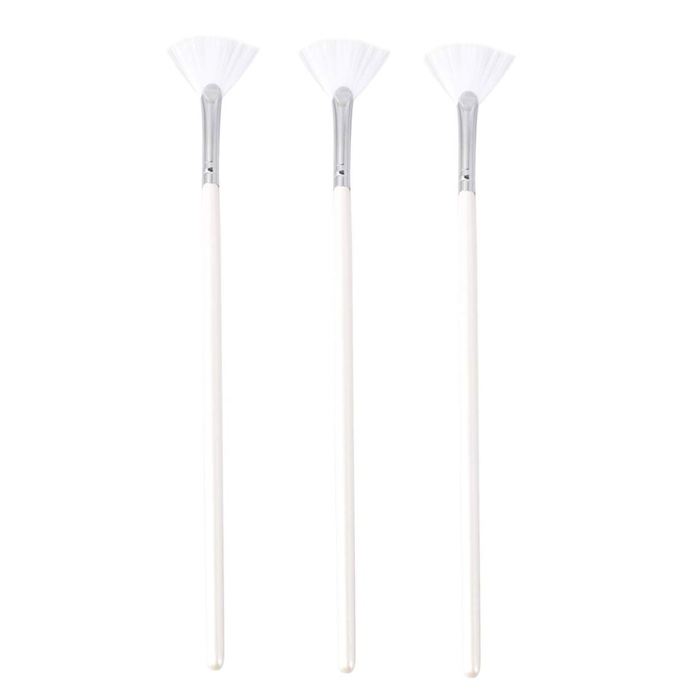 Artibetter 3pcs Facial Long Handle Fan Shape Applicator Brush Cosmetic Makeup Tools for Facial Gels and Chemical Peel