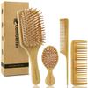 100% Bamboo Hair Brushes and Comb Set by Combetter, Comb for Women and Detangling, Great on All Hair, Eco-Friendly and Handmade for Women Men and Kids view 1
