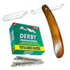 Jegwar Premium Professional Straight Edge Razor Natural Wood Scale  Sharp, High Hardness Carbon Steel Cutthroat Straight Edge Blade+100 Derby BLADES view 1